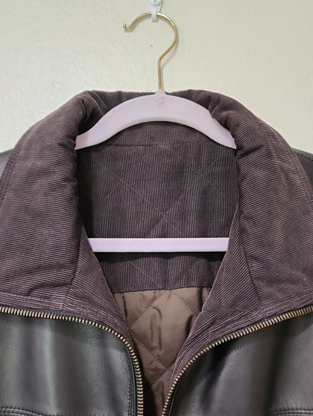 Faconnable Jacket Lambskin Leather Reversible Chore Coat Corduroy Brown size L - Picture 2 of 14